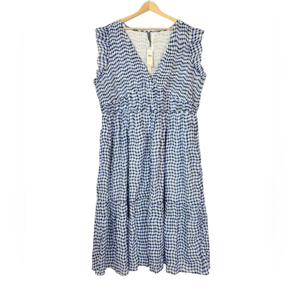 Anthropologie Peregrine Blue and White Midi Dress 3X NWT - Picture 4 of 11